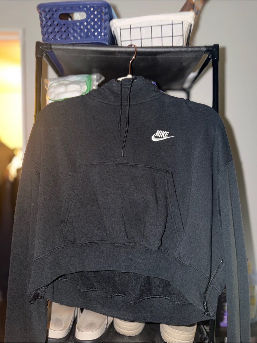 Nike Black Women's Zip-Up Hoodie with White Swoosh